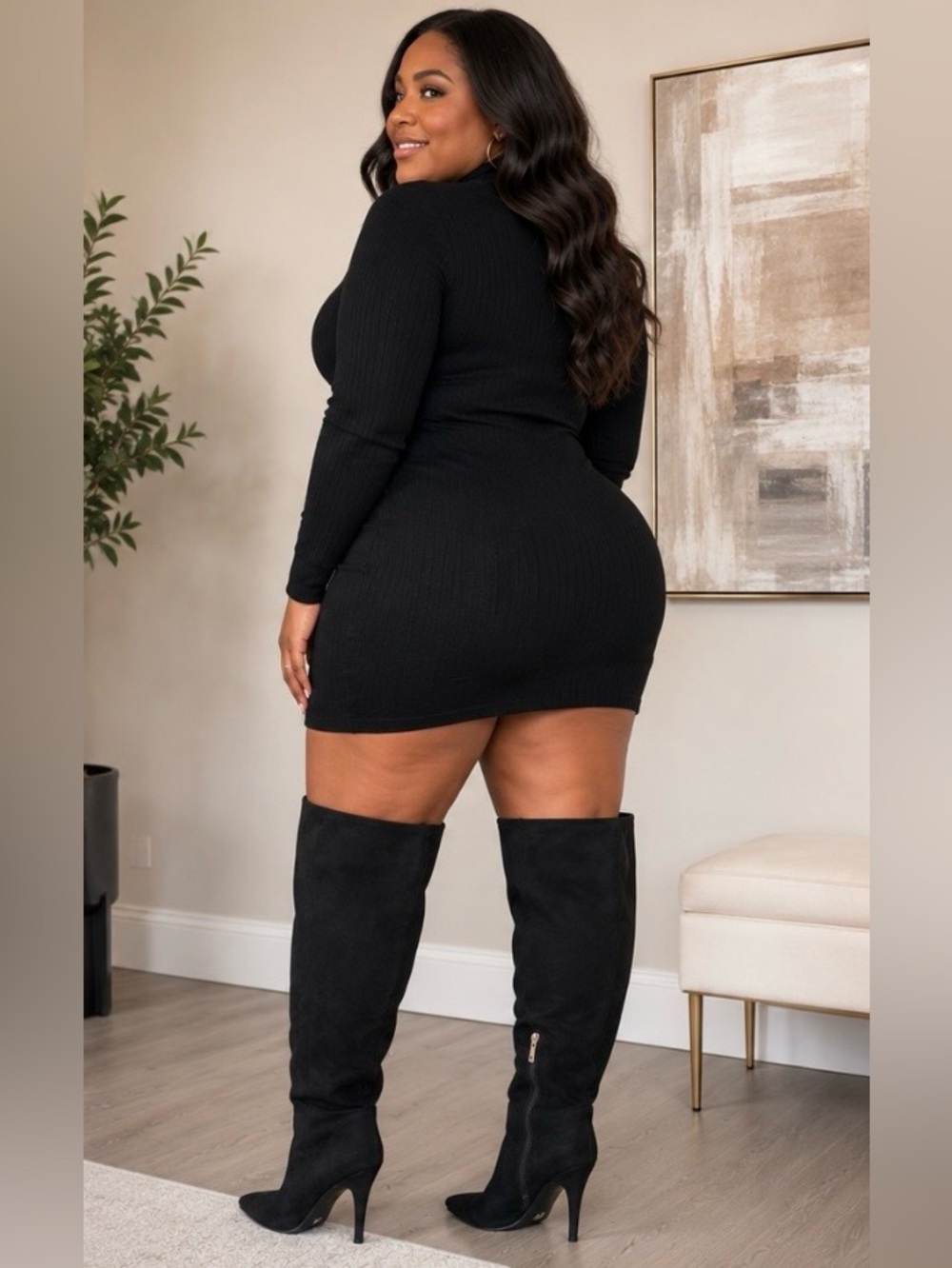 Jessica Simpson Wide Calf Black Suede Over-the-Knee Boots - Picture 2 of 8